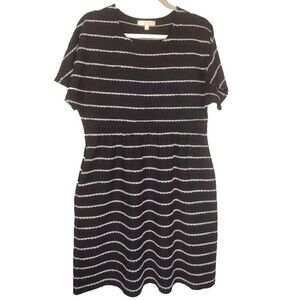 Mimi + Daphne Womens T Shirt Dress Black and White Stripes 100% Cotton Size Med